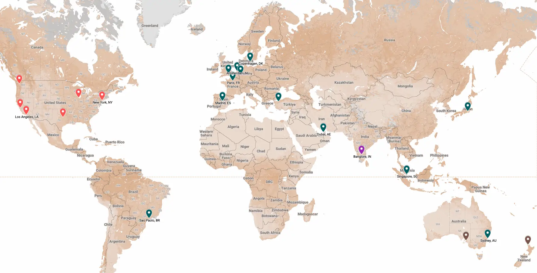 Global monitoring locations across 20+ nodes worldwide